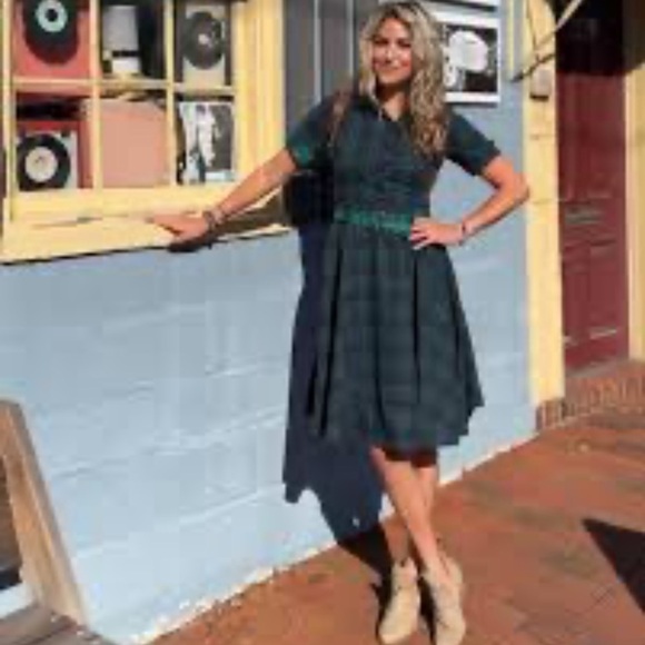 Plaids 1950s Buttoned Belted Swing Dress new - Picture 3 of 8